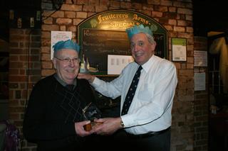 Bert Presents the Memorial trophy to the winner Pat Hughes